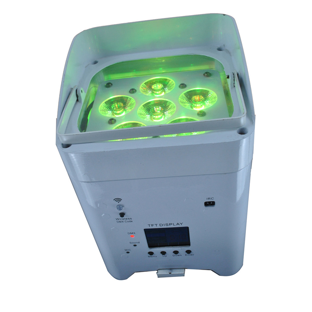 6pcs*18W Battery Wireless 6in1 high power  White cabinet LED Par light up light HS-P618WLB